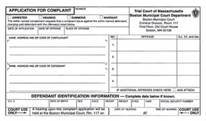 Massachusetts Criminal Complaint Application