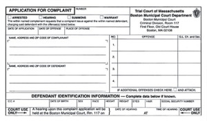 Application for a Criminal Complaint in Massachusetts