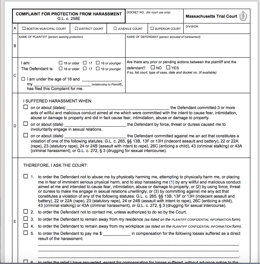 Restraining Orders Category Archives Massachusetts Criminal Defense
